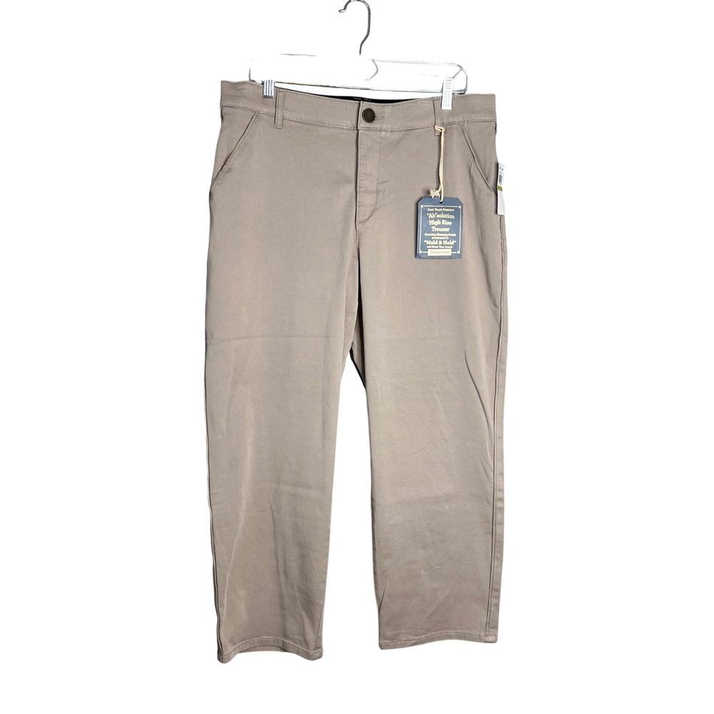 Democracy Ab Solution High Rise Trouser Size 14 Beige Khaki Ankle Crop NWT